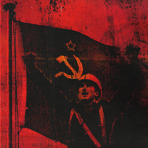 Worker #1 with a flag